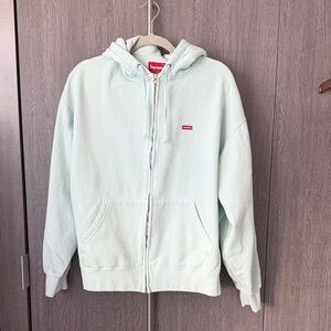 Supreme Light Green Hoodie with Red Logo